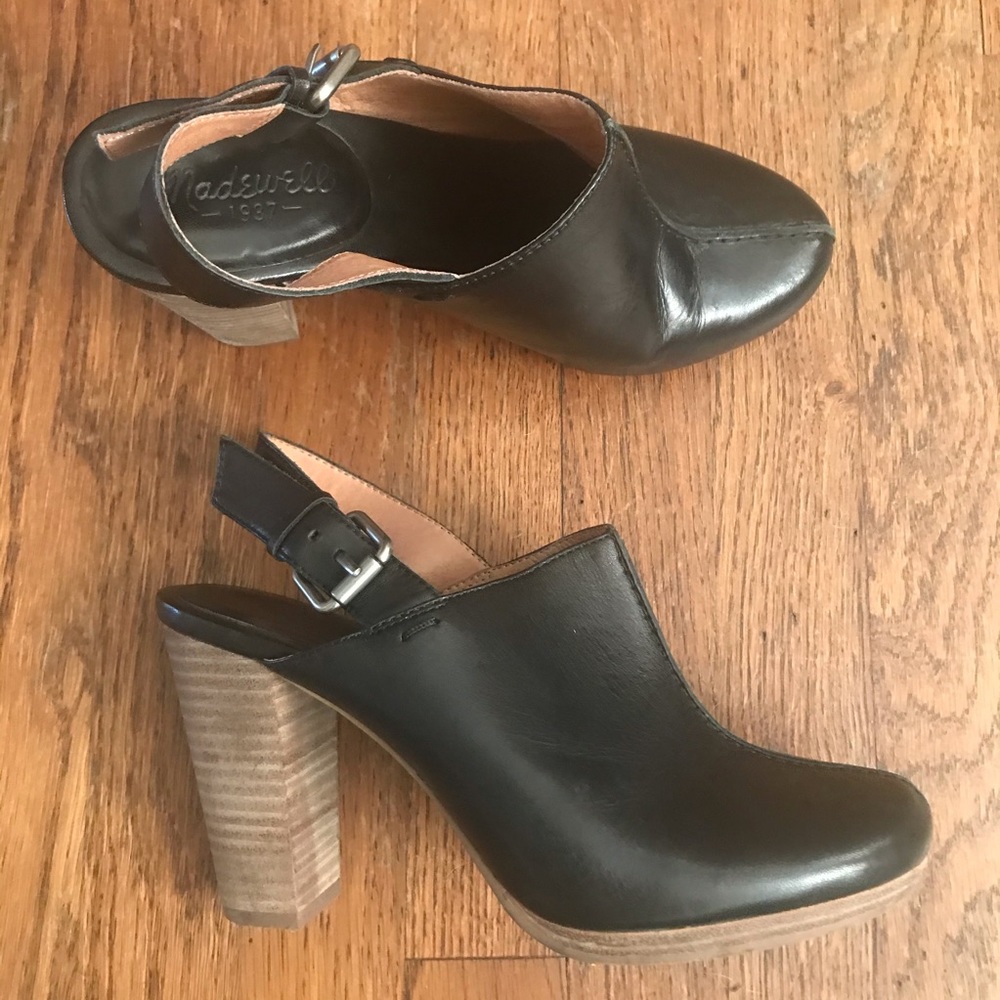 Madewell slingback high heel clog shoes platform 7